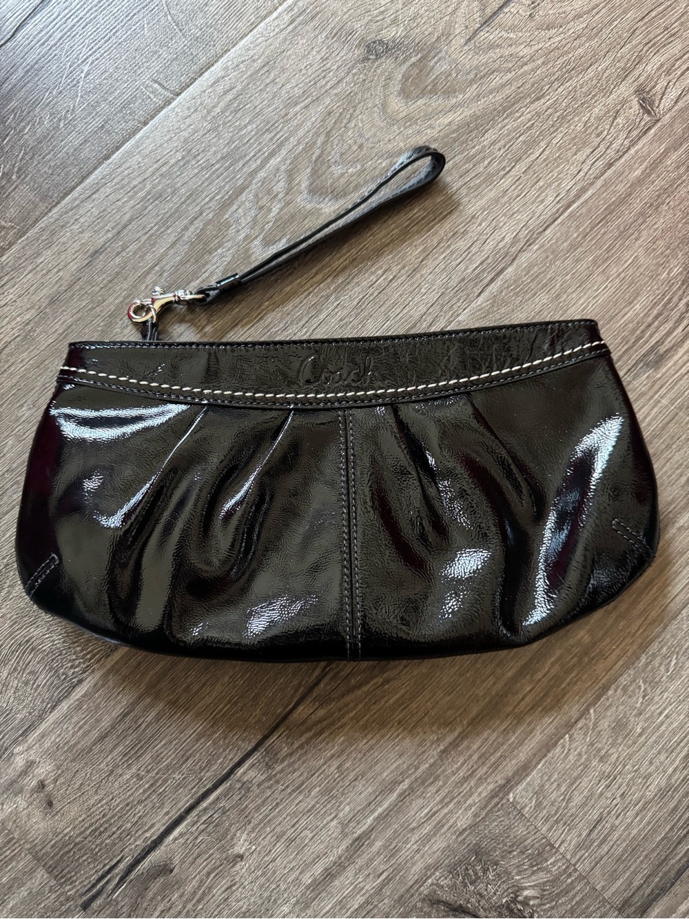 Coach Patent Wristlet Clutch - Black